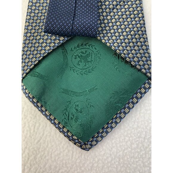 Tommy Hilfiger Tie Blue Yellow Silk USA Vintage NWT - Picture 8 of 10